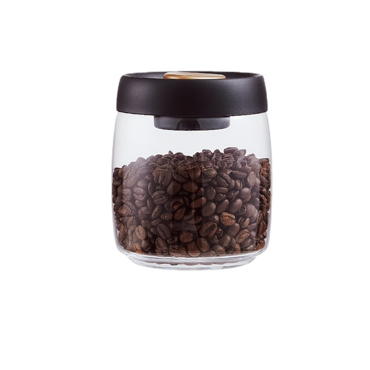 Cutie de cafea cu vid, Bincoo, Sticla borosilicata inalta, 800ml, transparent