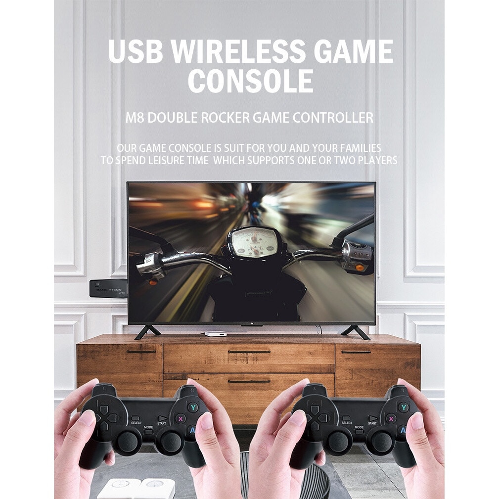 Consola Game stick cu peste 20000 de jocuri incorporate, Chigoods, 2 controlere wireless, iesire HDMI, conectare la TV/TV, cutie/PC/laptop/proiector, Negru