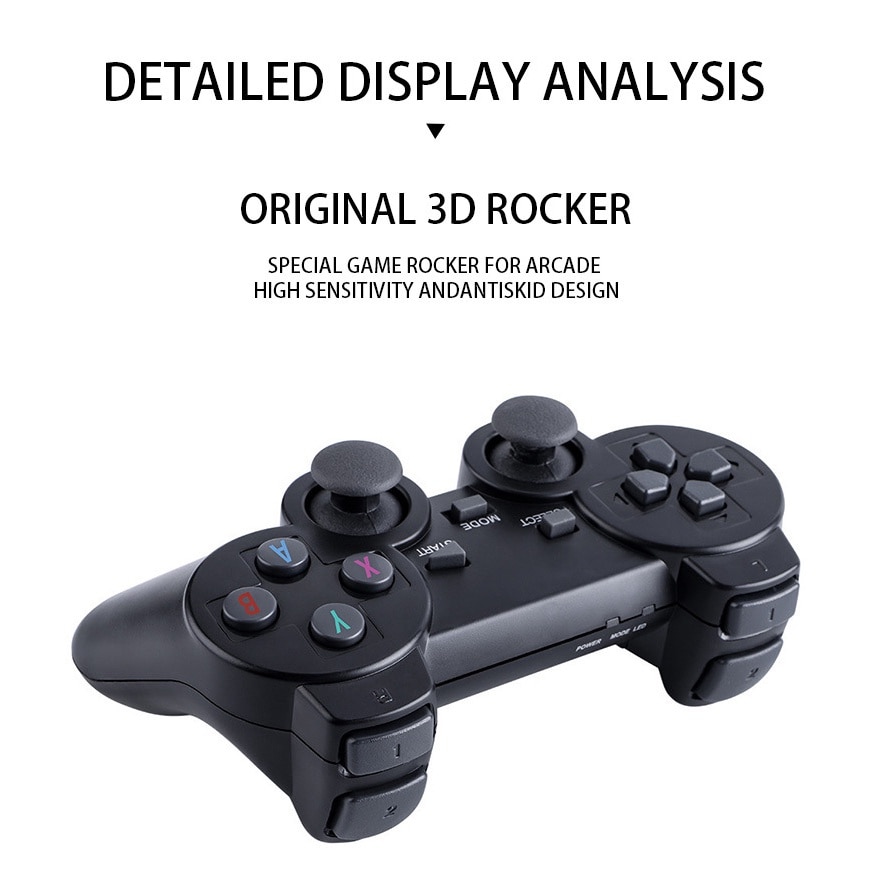Consola Game stick cu peste 20000 de jocuri incorporate, Chigoods, 2 controlere wireless, iesire HDMI, conectare la TV/TV, cutie/PC/laptop/proiector, Negru