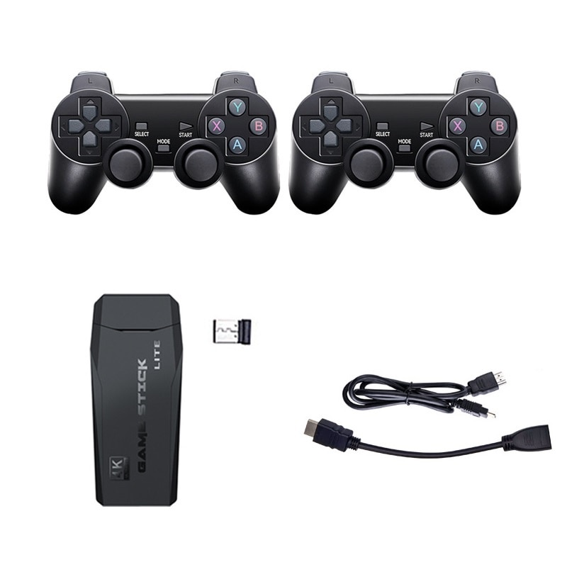 Consola Game stick cu peste 20000 de jocuri incorporate, Chigoods, 2 controlere wireless, iesire HDMI, conectare la TV/TV, cutie/PC/laptop/proiector, Negru