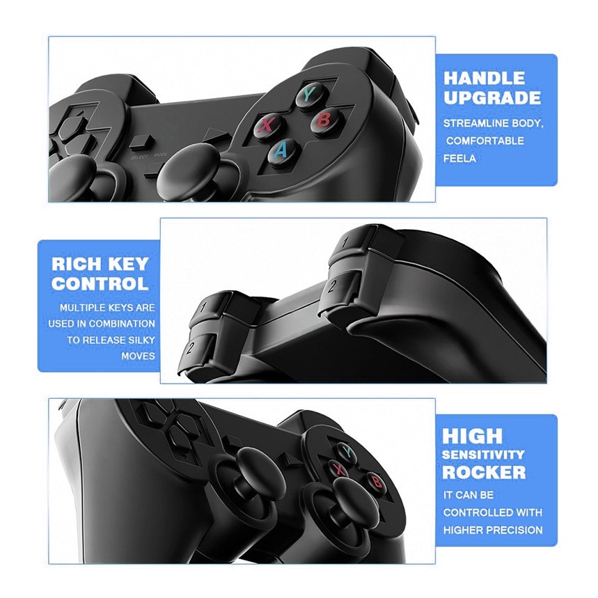 Consola Game stick cu peste 20000 de jocuri incorporate, Chigoods, 2 controlere wireless, iesire HDMI, conectare la TV/TV, cutie/PC/laptop/proiector, Negru