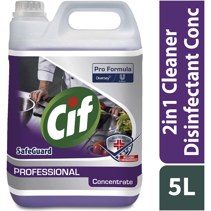 Detergent dezinfectant concentrat pentru suprafete Cif Professional 2 in 1, 5 l