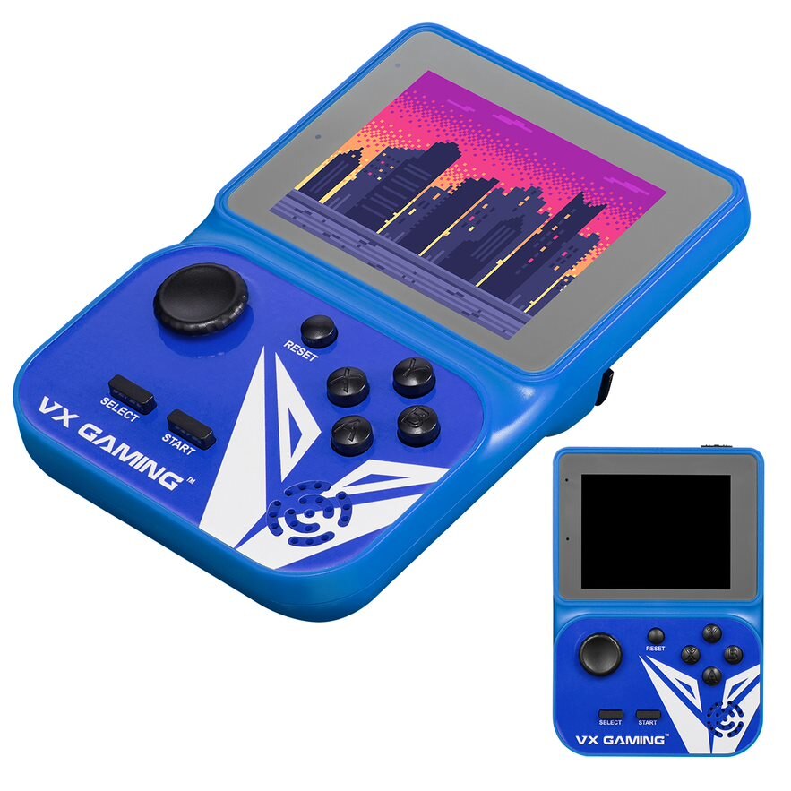 Consola portabila de jocuri retro, Volkano VX, 2000+ jocuri, TV-Out, albastru, 4GB + Micro SD