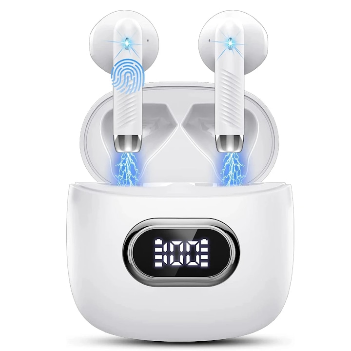 Casti Wireless X31 clamp urechi 5.4, inalta calitate a sunetului, microfon audio HD, control tactil, reducerea zgomotului ENC, cu baterie de lunga durata de viata, Latenta Wireless 40 ms, Ascultati muzica, afaceri si sport Bej