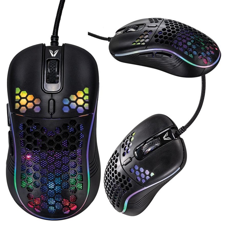 Мишка за гейминг, Volkano, серия Hades, DPI 7200, RGB осветление, черна