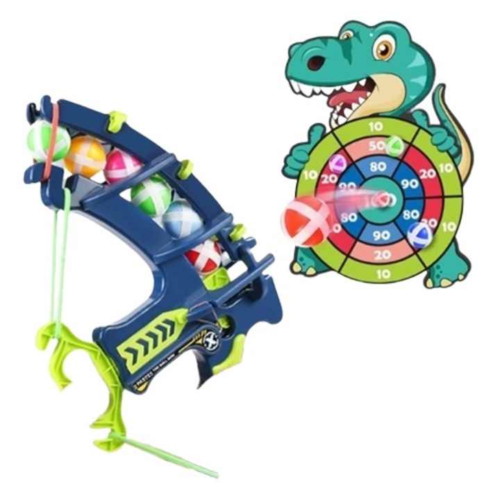 Interaktív darts játék, 6 mérleggel ellátott labdával, krokodil alakú céltáblával és íjjal, többszínű