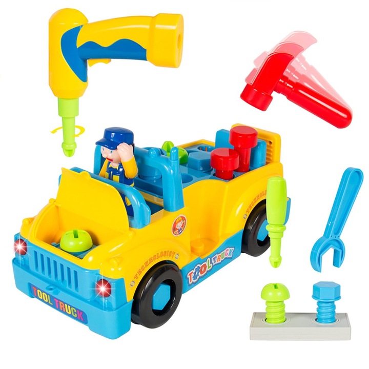 Jucarie interactiva, Camioneta cu banc de lucru, Multicolor