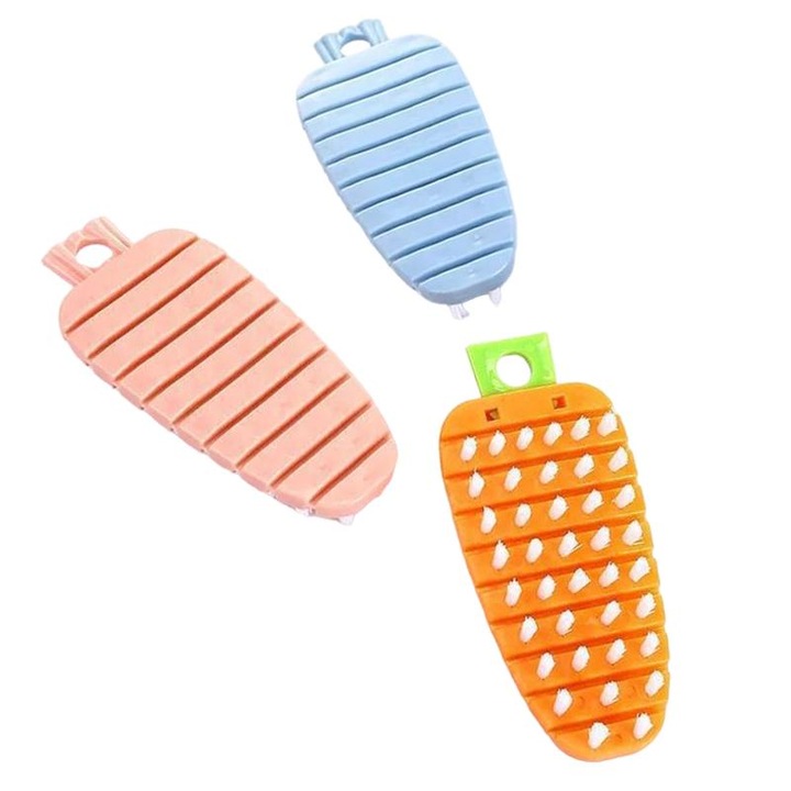 Set 3 perii curatare legume si fructe, flexibile, multicolor