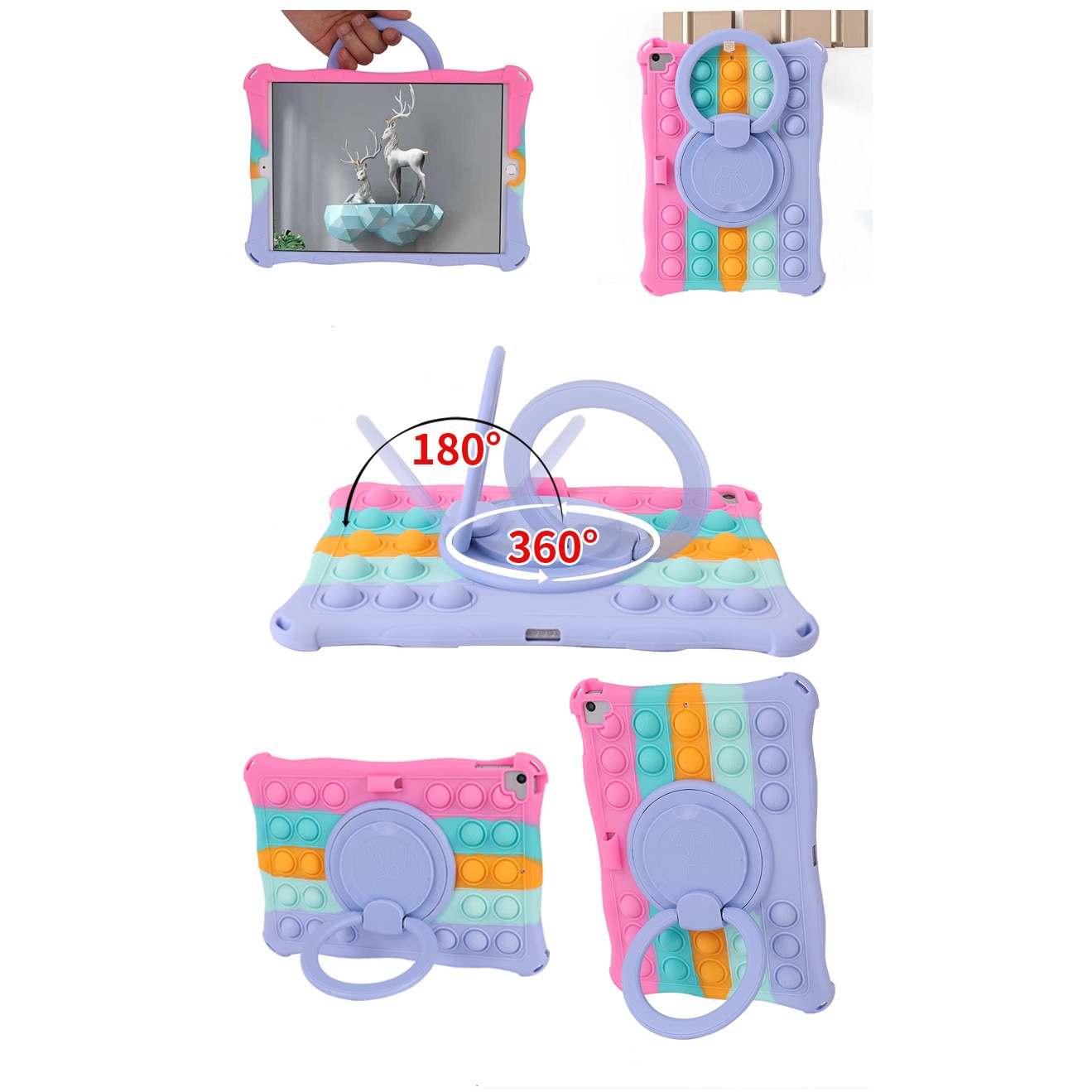 Husa tableta, PMIXO, pentru iPad de 10,2/10,5 inch, suport rotativ, albastru