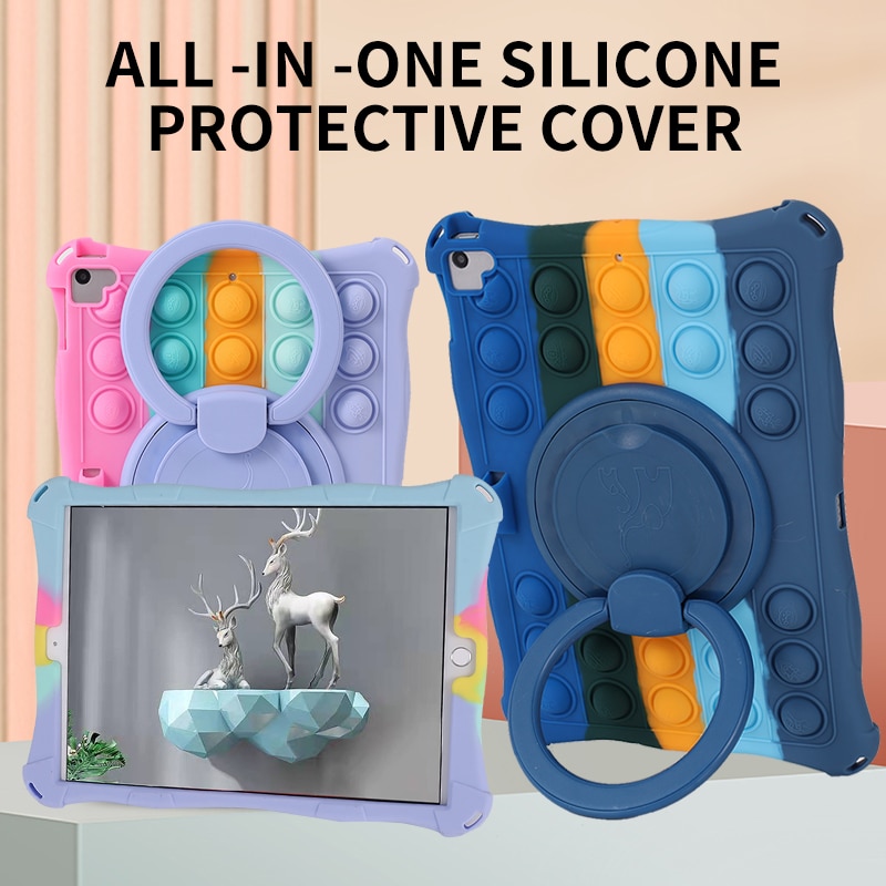 Husa tableta, PMIXO, pentru iPad de 10,2/10,5 inch, suport rotativ, albastru