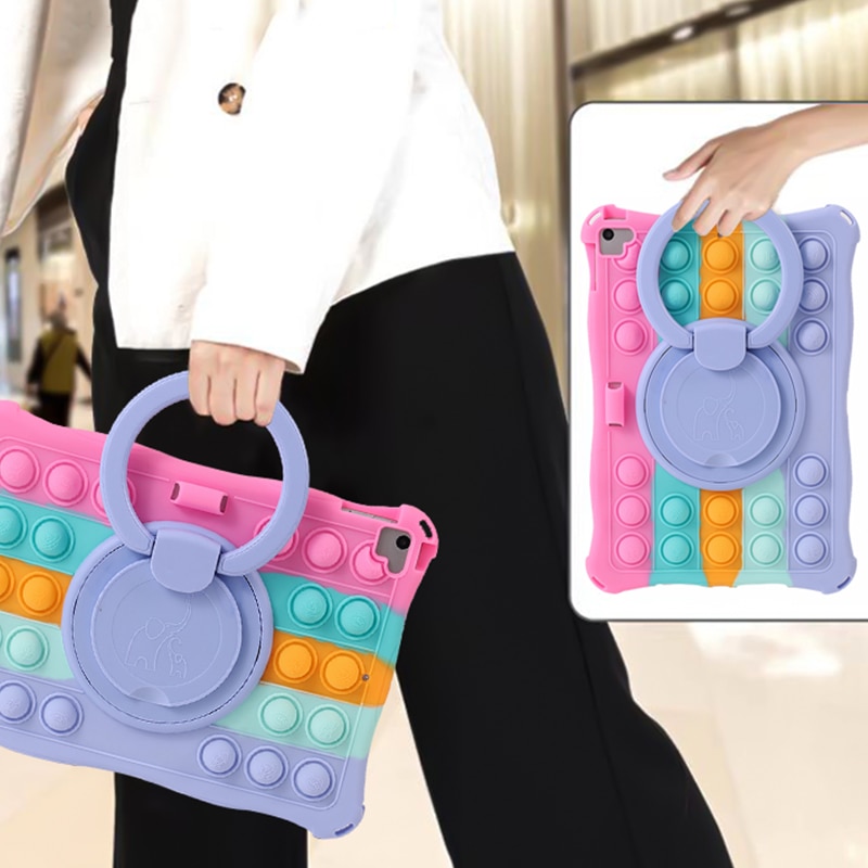 Husa tableta, PMIXO, pentru iPad de 10,2/10,5 inch, suport rotativ, albastru