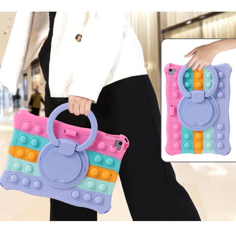 Husa tableta, PMIXO, pentru iPad de 10,2/10,5 inch, suport rotativ, albastru