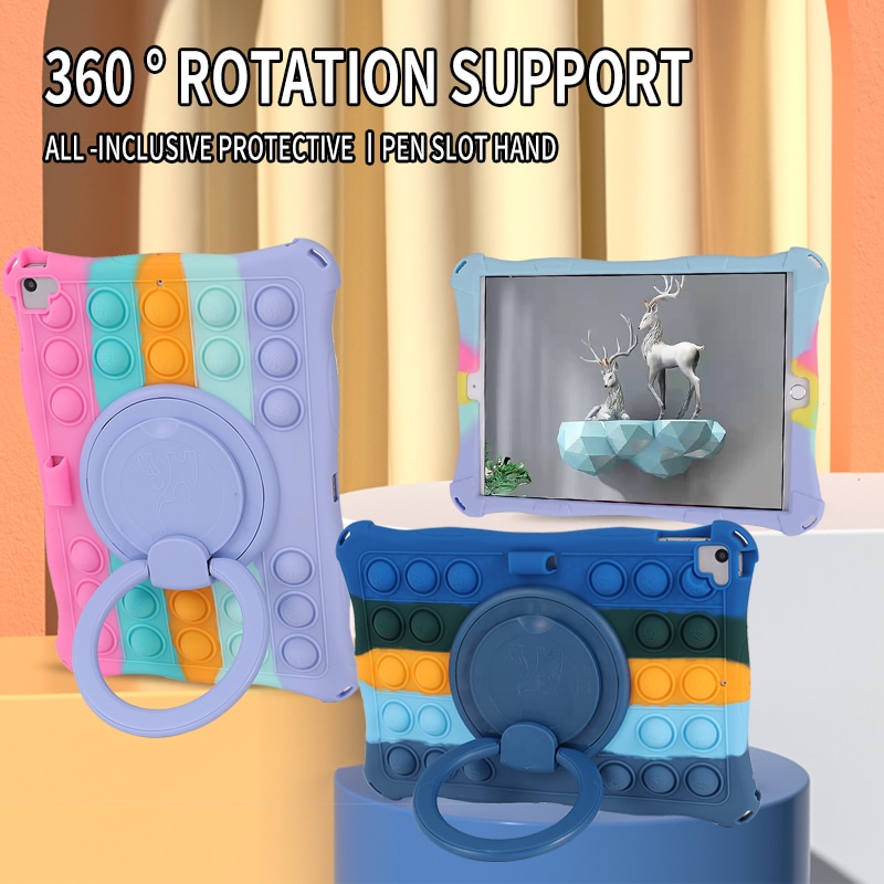 Husa tableta, PMIXO, pentru iPad de 10,2/10,5 inch, suport rotativ, albastru