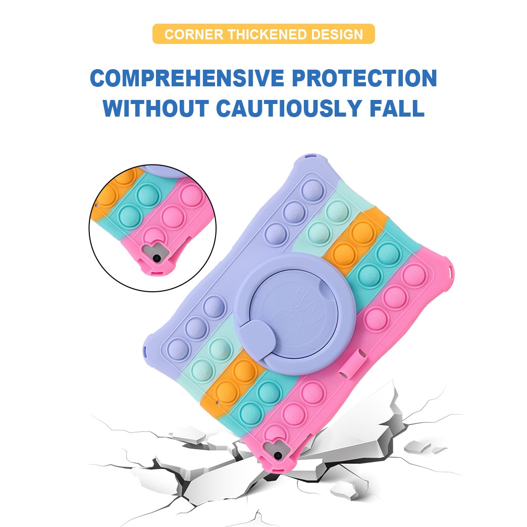 Husa tableta, PMIXO, pentru iPad de 10,2/10,5 inch, suport rotativ, albastru