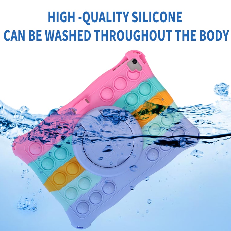 Husa tableta, PMIXO, pentru iPad de 10,2/10,5 inch, suport rotativ, albastru