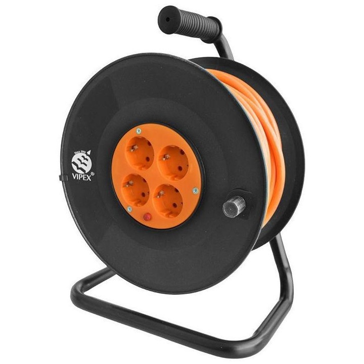 Удължител Vipex PS25-T40, 3X2.5MM, 4 гнезда, 40 m Черен/Оранжев