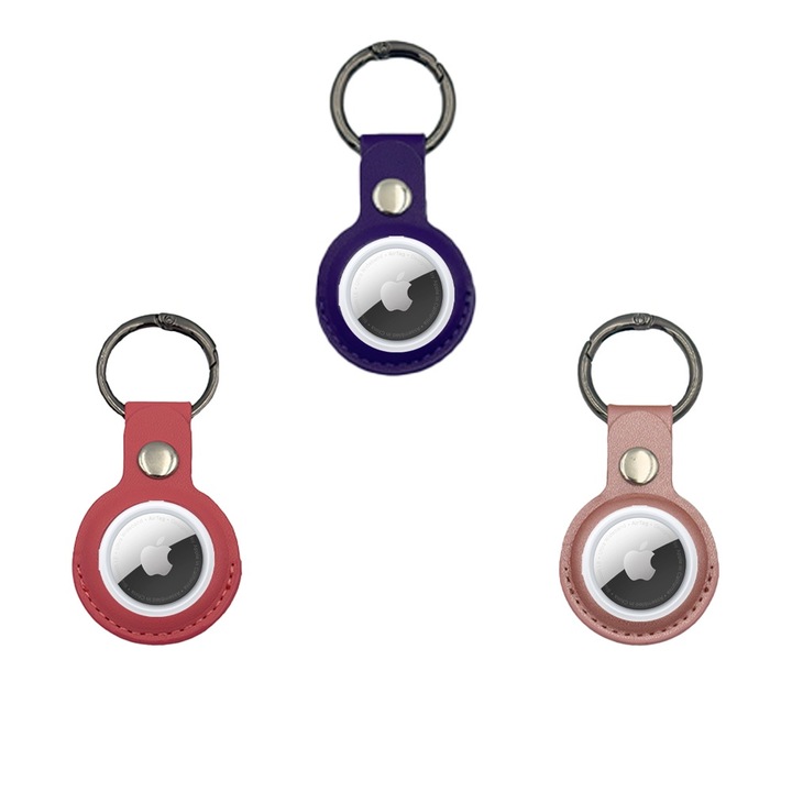 Set huse pentru AirTag FONIX, model Ladies, Piele Ecologica, Design Compact, Rezistent, Elegant, Multicolor