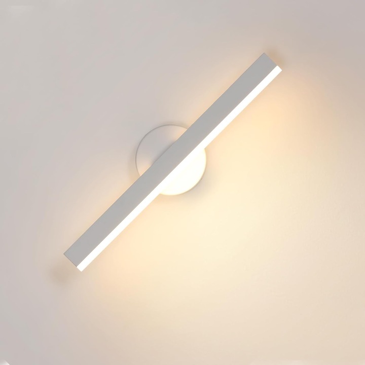 LED стенна лампа, Toollight, бяла, 12 W, 1350 lm, 3000 K студена светлина, диаметър 38 см, за баня, хол, спалня, коридор