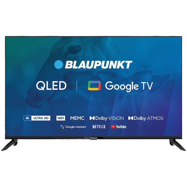 Телевизор Blaupunkt QLED 43QBG7000S, 43"(109 см), Smart Google TV, 4K Ultra HD, Клас G
