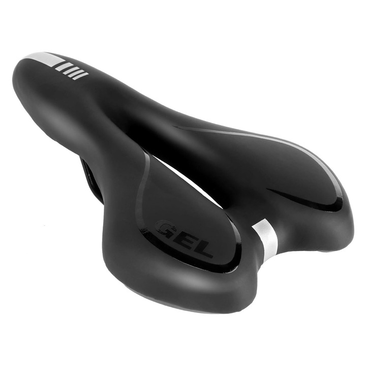 Sa pentru bicicleta, Zola, din gel extrem de confortabil, pe 2 tije, 27.5x16 cm, negru/alb