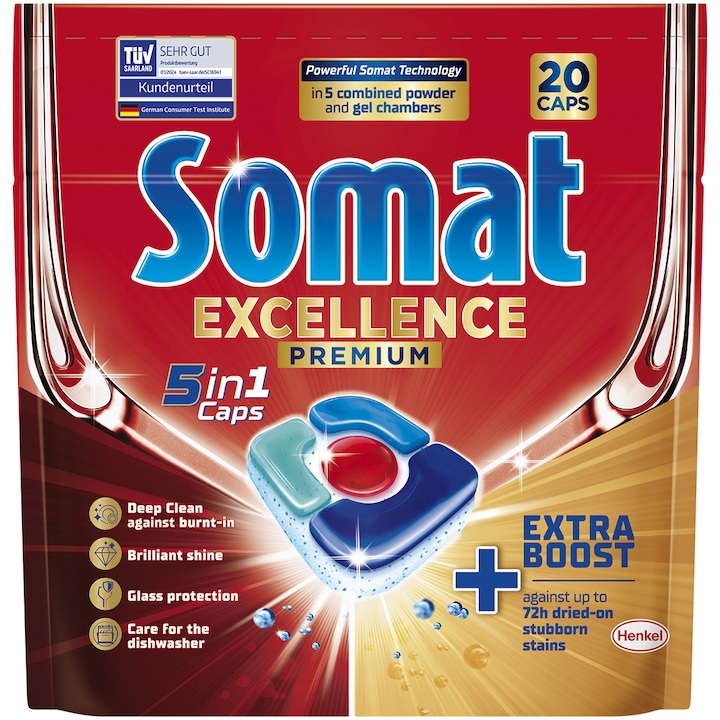 Somat Excellence 5 az 1-ben mosogatógép mosószer kapszula, 20 mosás