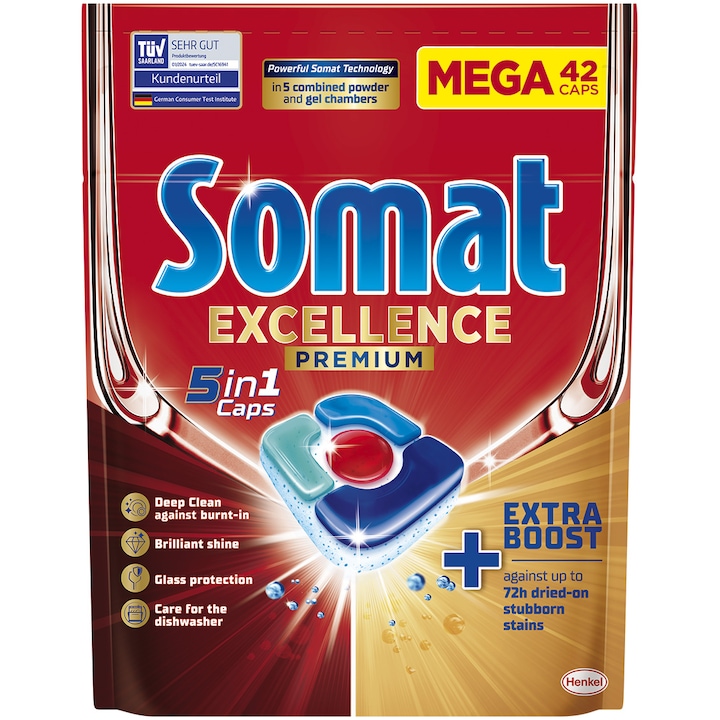 Kapszula mosogatószer a Somat Excellence 5 az 1-ben mosogatógéphez, 42 mosás