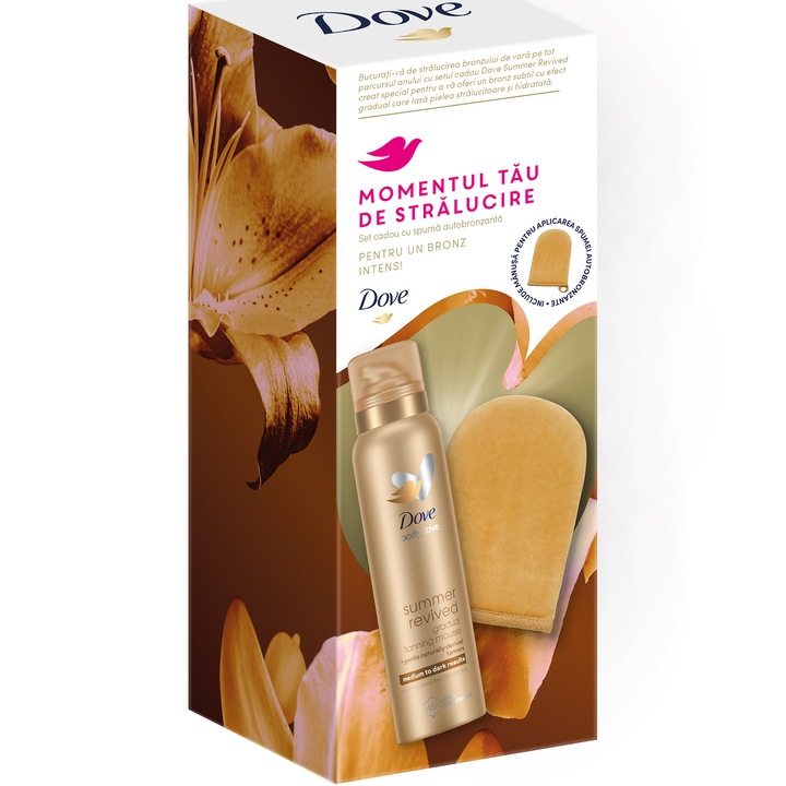 Автобронзираща пяна Dove Dark, 150 мл + Ръкавица
