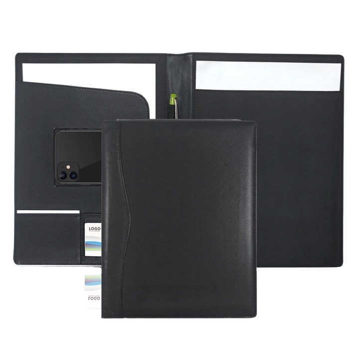 Папка, EMERSONGEARS, екологична кожа, 33x25x2,3 см, черна