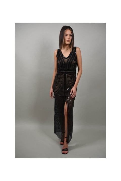 Rochie lunga de ocazie cu paiete bioglio, Negru