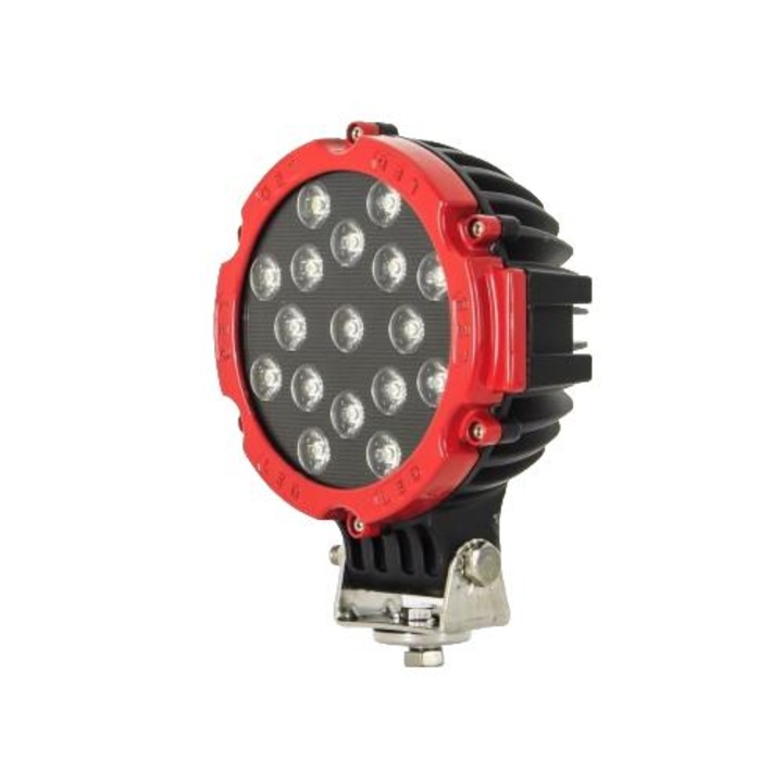Proiector LED Auto Offroad Xenon Bright 51W, 3740 Lumeni, Rosu, Flood Beam 60 grade, 202x175x86mm