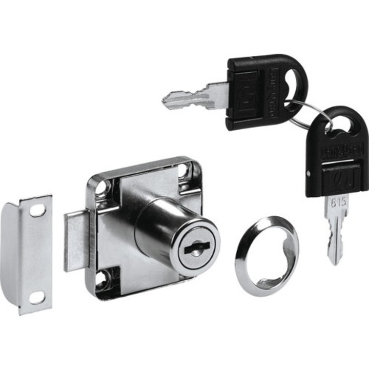 Incuietoare Aplicata Mobilier Hettich 40x40 Mm, Cilindru Ø18 Cu 2 Chei, Nichelata