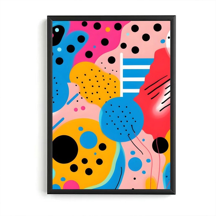 Absztrakt Pop Art festmény 01, Fekete keret, 30x40 cm