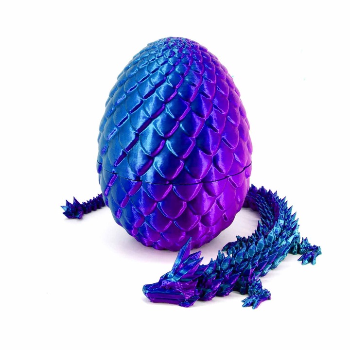 Dragon imprimat 3D, articulatii reglabile, portabil, durabil, potrivit pentru acasa, birou, decor, colectie sau cadou pentru baieti si fete, laser violet, 30 cm