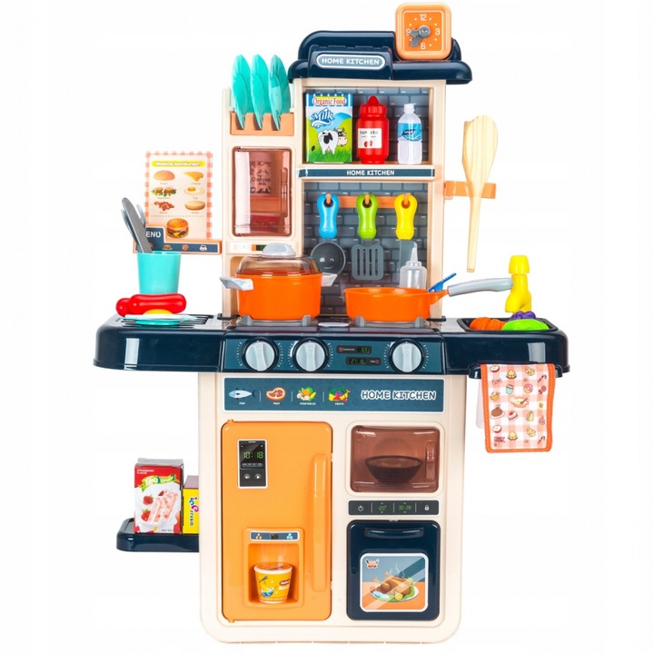 Bucatarie interactiva cu 42 accesorii abur sunete si lumini Matadi Inteligent Spray Kitchen Blue