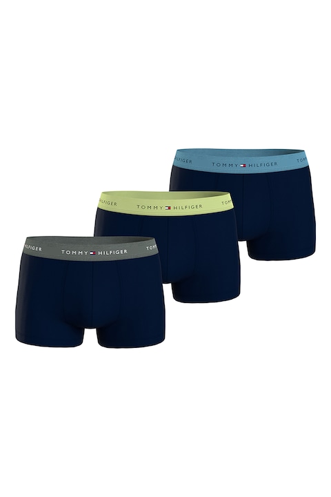 Tommy Hilfiger, Set de boxeri cu logo - 3 perechi, Albastru ultramarin, Verde lime, S