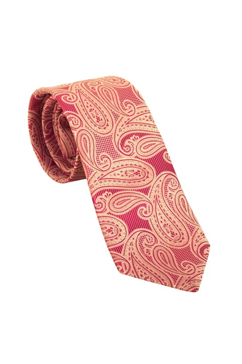 Cravata poliester, DUK, Imprimeu Paisley, 7.7 x 150 cm, DK40057- 77, Rosu
