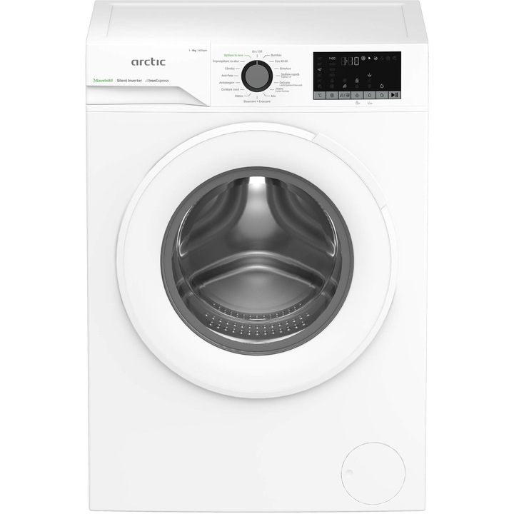 Masina de spalat rufe Arctic APLM2WFSU29412W, 9 Kg, 1400 RPM,Clasa A, Motor Silent Inverter, ExtraSteam, IronExpress, Fast/Intensive, Steam, WaterMode, Child Lock, Add-In, Alb