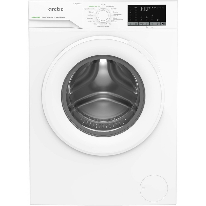 Пералня Arctic APLM2WFSU28211W, 8 кг, 1200 об/мин, Клас A, Motor Silent Inverter, ExtraSteam, IronExpress, Recycled Tub, Fast/Intensive, Steam, WaterMode, Child Lock, Add-In, Бял