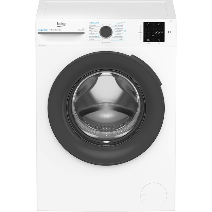 Пералня Beko BM3WFSU39413W, 9 кг, 1400 об/мин, Клас A, SteamCure, Recycled Tub, ProSmart Inverter Motor, AddXtra, WaterMode, ColdWash, Бял