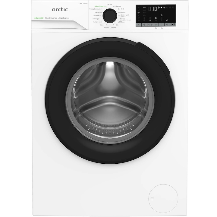Пералня Arctic APLM2WFSU28411WPB, 8 кг, 1400 об/мин, Клас A, Motor Silent Inverter, ExtraSteam, IronExpress, Recycled Tub, Fast/Intensive, Steam, WaterMode, Child Lock, Add-In, Бял