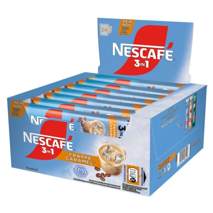 Кутия студен кафе микс карамел, NESCAFE 3in1 Frappe Caramel, стикче от 15g