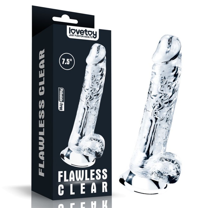 Дилдо LOVETOY, Flawless Clear, С вендуза, 19 см