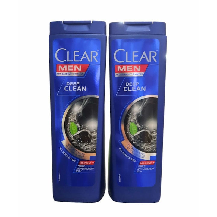Set 2 x Sampon Clear Men Deep Clean pentru par normal, 400 ml