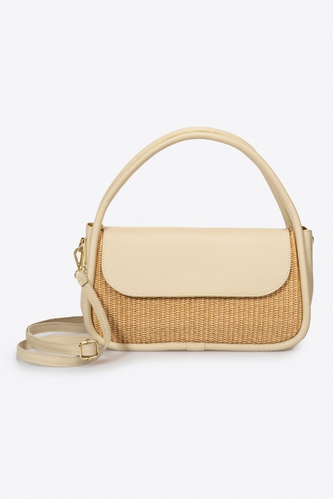 Massimo Castelli, Geanta de mana cu detalii de piele, Maro nisip, Camel