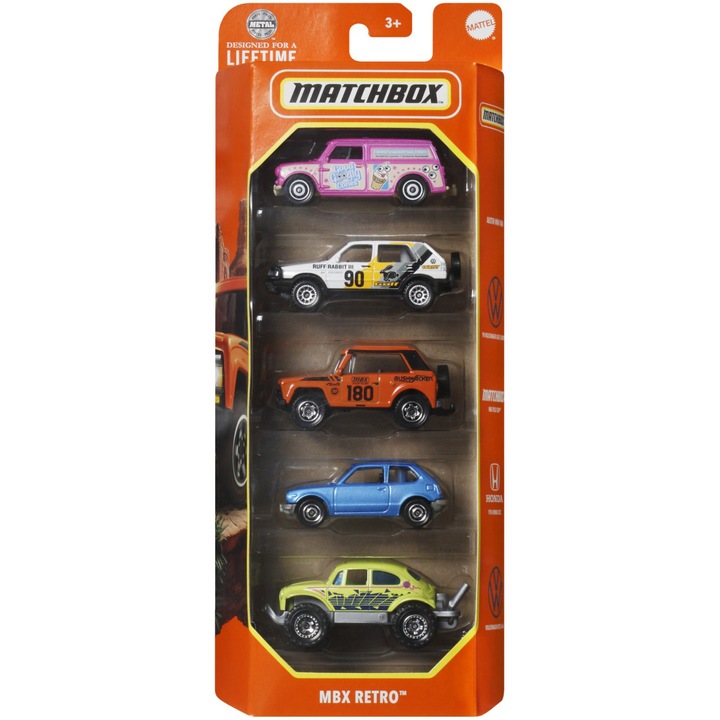 Set 5 masinute metalice Matchbox - Retro, 1:64