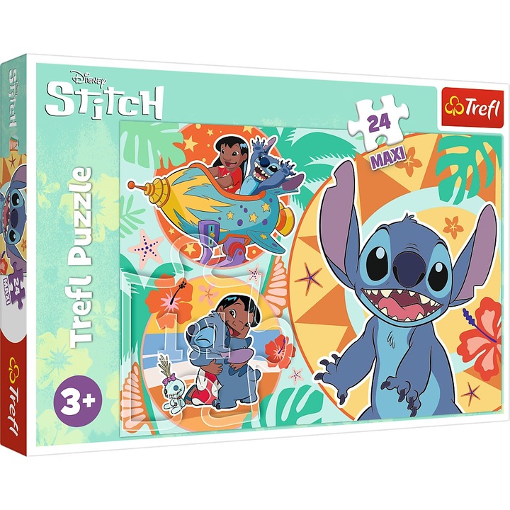 Puzzle Maxi Trefl - Disney Stitch, Ziua vesela a lui Lilo si Stitch, 24 piese