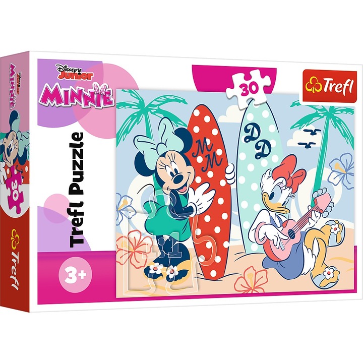 Пъзел Trefl - Disney Minnie Mouse, Мини на плажа, 30 части