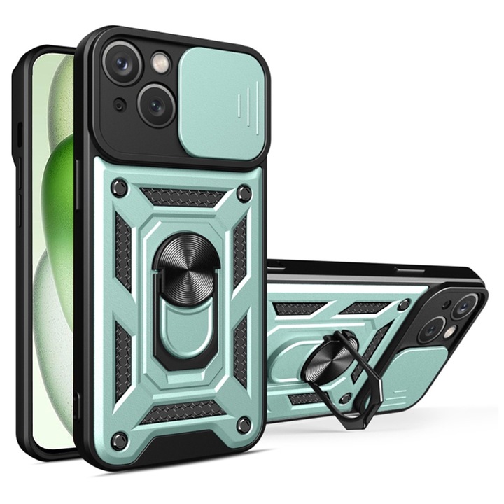 Husa pentru iPhone 15 Plus, Techsuit CamShield Series, Green