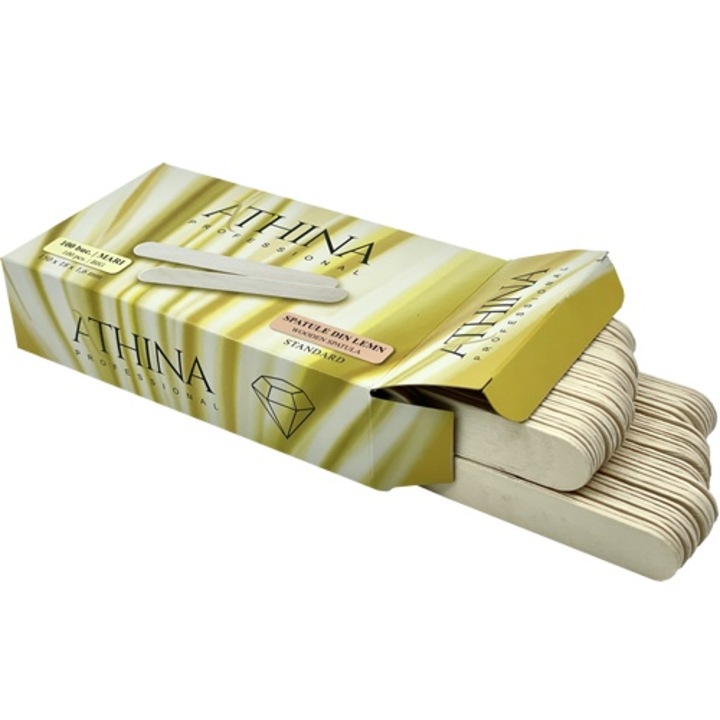 Set de 100 spatule din lemn medii pentru epilat, 15 x 1.8 cm, Athina