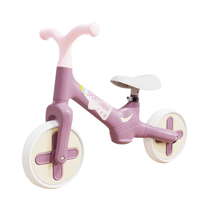 Bicicleta echilibru copii 2-6 ani, ghidon rotativ, mov, 80x120cm